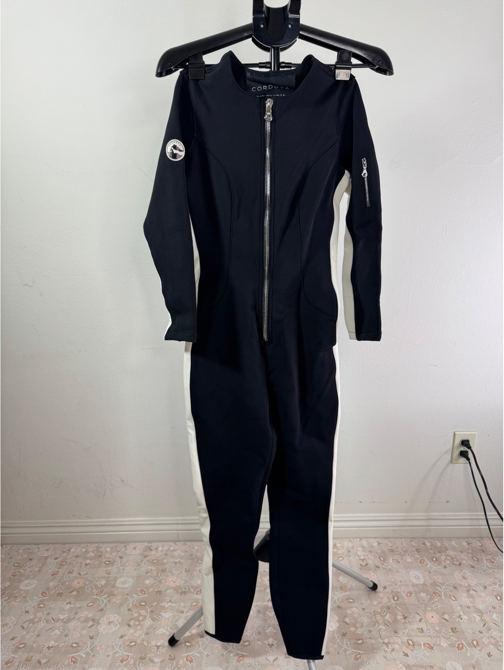 Cordova Black and White Belted Jumpsuit XS